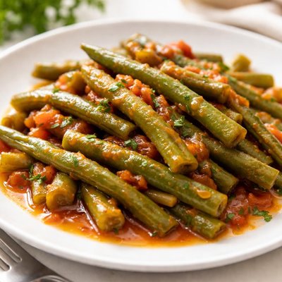 Green beans with tomato sauce