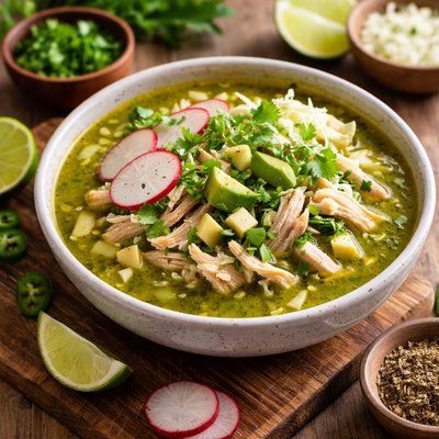 Green chicken pozole