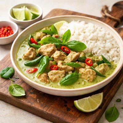 Green curry chicken with rice
