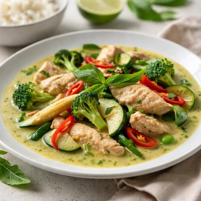 Green curry with chicken and vegetables