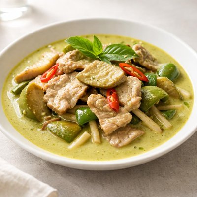 Green curry with pork