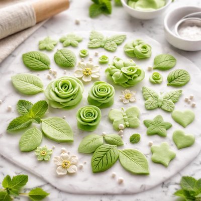 Green fondant decorations