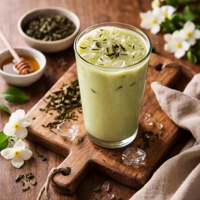 Green jasmine milk tea
