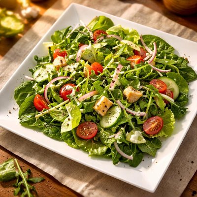 Green leaf salad with mayo dressing