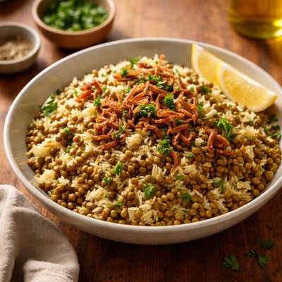 Green lentil rice