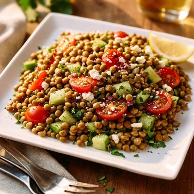 Green lentil salad