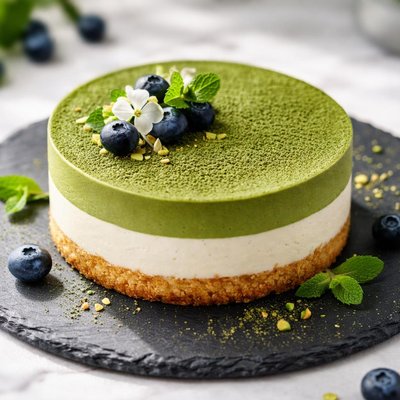 Green mousse cake