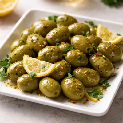 Green olives with lemon