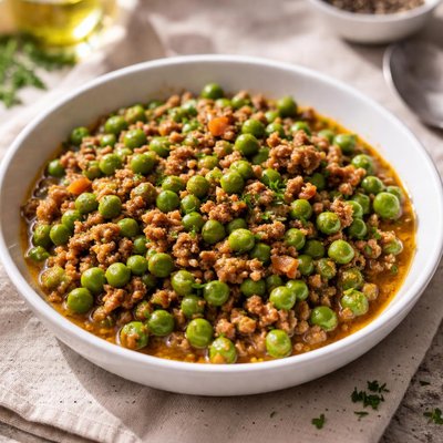 Green peas with minced meat