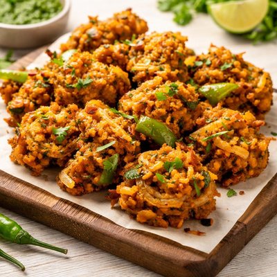 Green pepper and onions indian bhaji