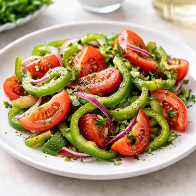 Green peppers and tomatoe salad