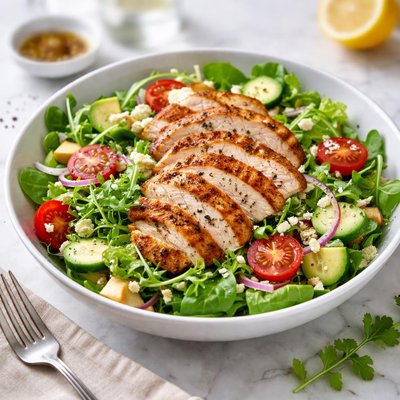 Green salad and chicken