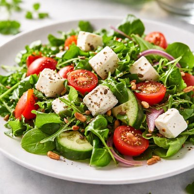 Green salad with feta cheese