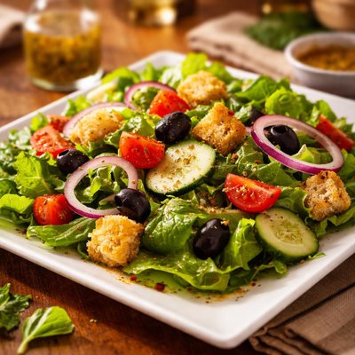 Green salad with italian dressing