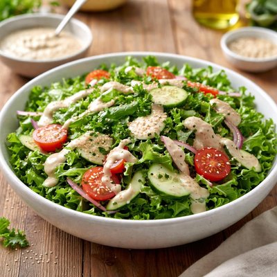 Green salad with tahini