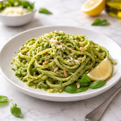 Green sauce linguine