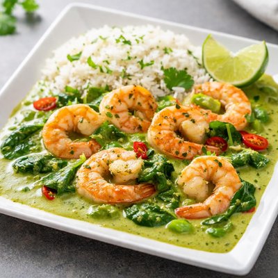 Green shrimp curry