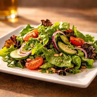 Green side salad with vinaigrette