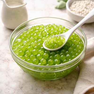 Green tapioca pearls