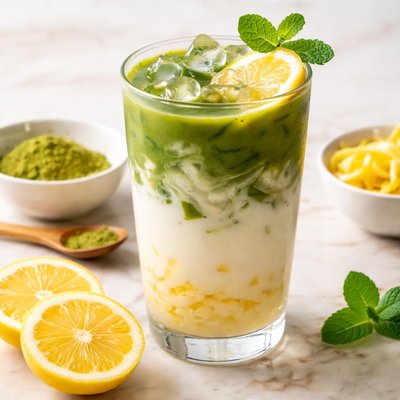 Green tea milk with yuzu