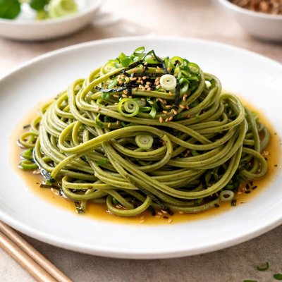 Green tea soba noodles