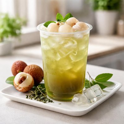Green tea with lychee drink