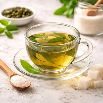Green tea with sugar