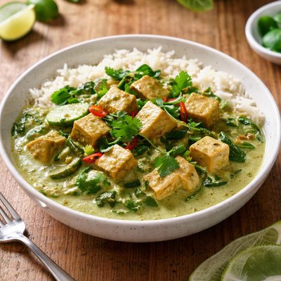 Green tofu curry