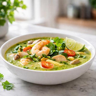 Green tomyam soup