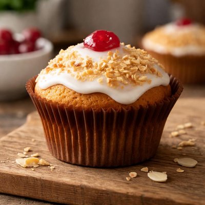 Greggs cherry bakewell muffin