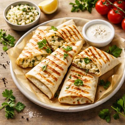 Grille lavash with brynza