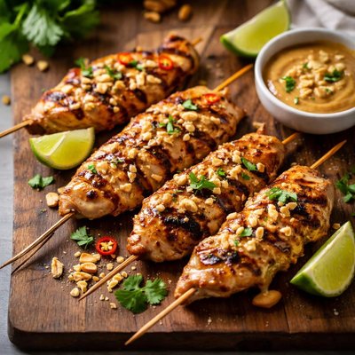 Grilled  chicken with peanut sauce