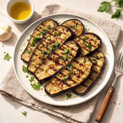 Grilled aubergine with a little of olive oil