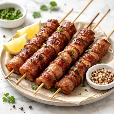 Grilled bacon skewer