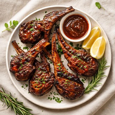 Grilled barbecue lamb