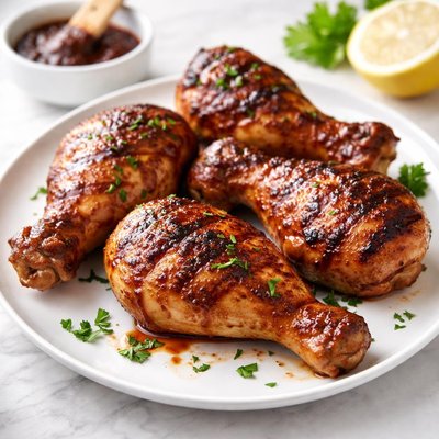 Grilled barbecue skinless chicken leg