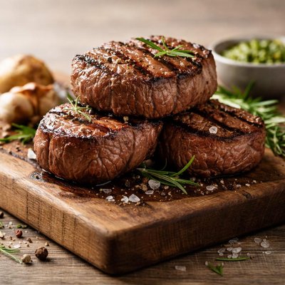 Grilled beef medallions