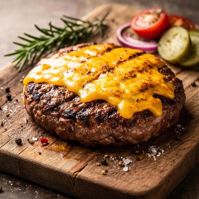 Grilled beef patty with cheese