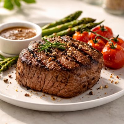 Grilled beef tenderloin steak