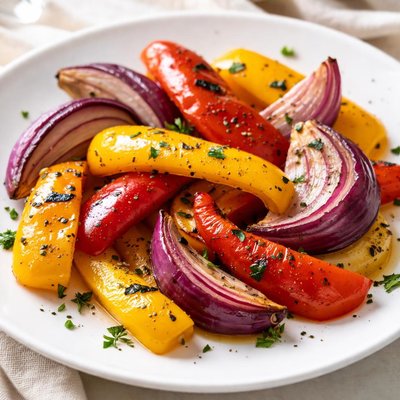 Grilled bell peppers and onions