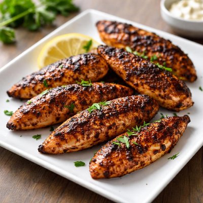 Grilled blackened chicken tenderloin
