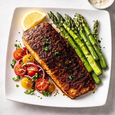 Grilled blackened salmon
