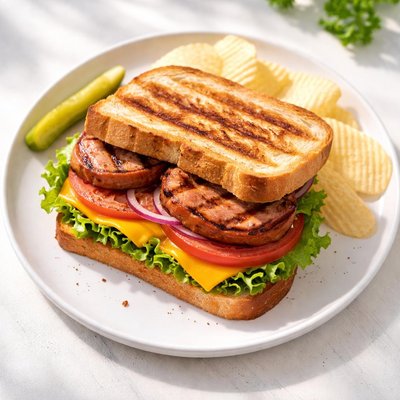 Grilled bologna sandwich