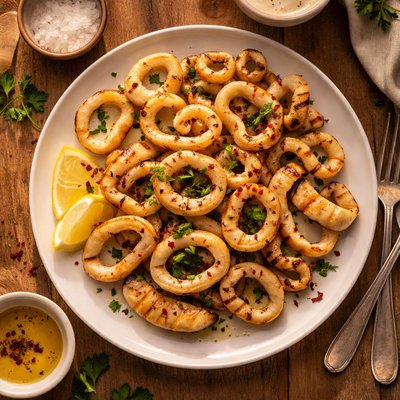 Grilled calamari rings