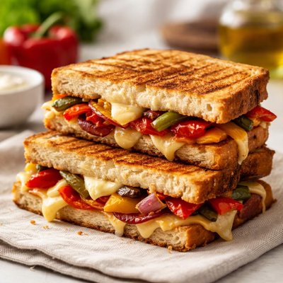 Grilled capsicum onion cheese sandwich