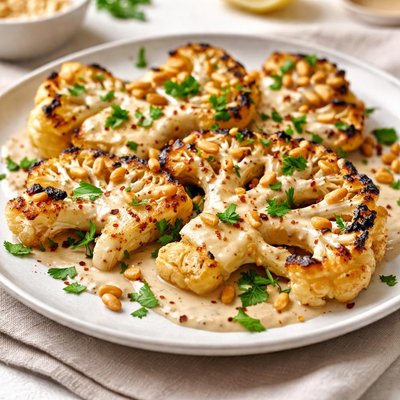Grilled cauliflower with tahini