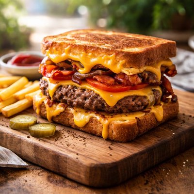 Grilled cheese burger sandwich