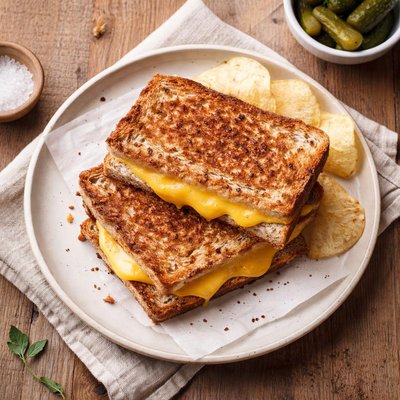 Grilled cheese sandwich on whole grain bread