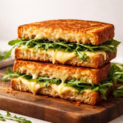 Grilled cheese sandwich with arugula