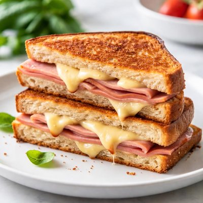 Grilled cheese sandwich with ham